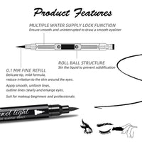RenhuangFuxi Eyeliner Stamp, Heart/Star/Moon/Flower Waterproof Liquid Eyeliner Pen, Long-Lasting, Black
