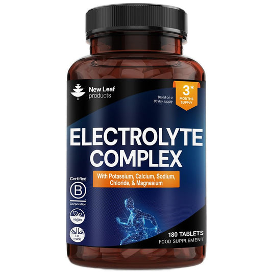 NEW LEAF PRODUCTS Electrolytes Tablets - High Strength Rehydration Tablets - with Potassium, Calcium, Sodium, Chloride, and Magnesium Fasting Keto Electrolytes Vegan Made in UK
