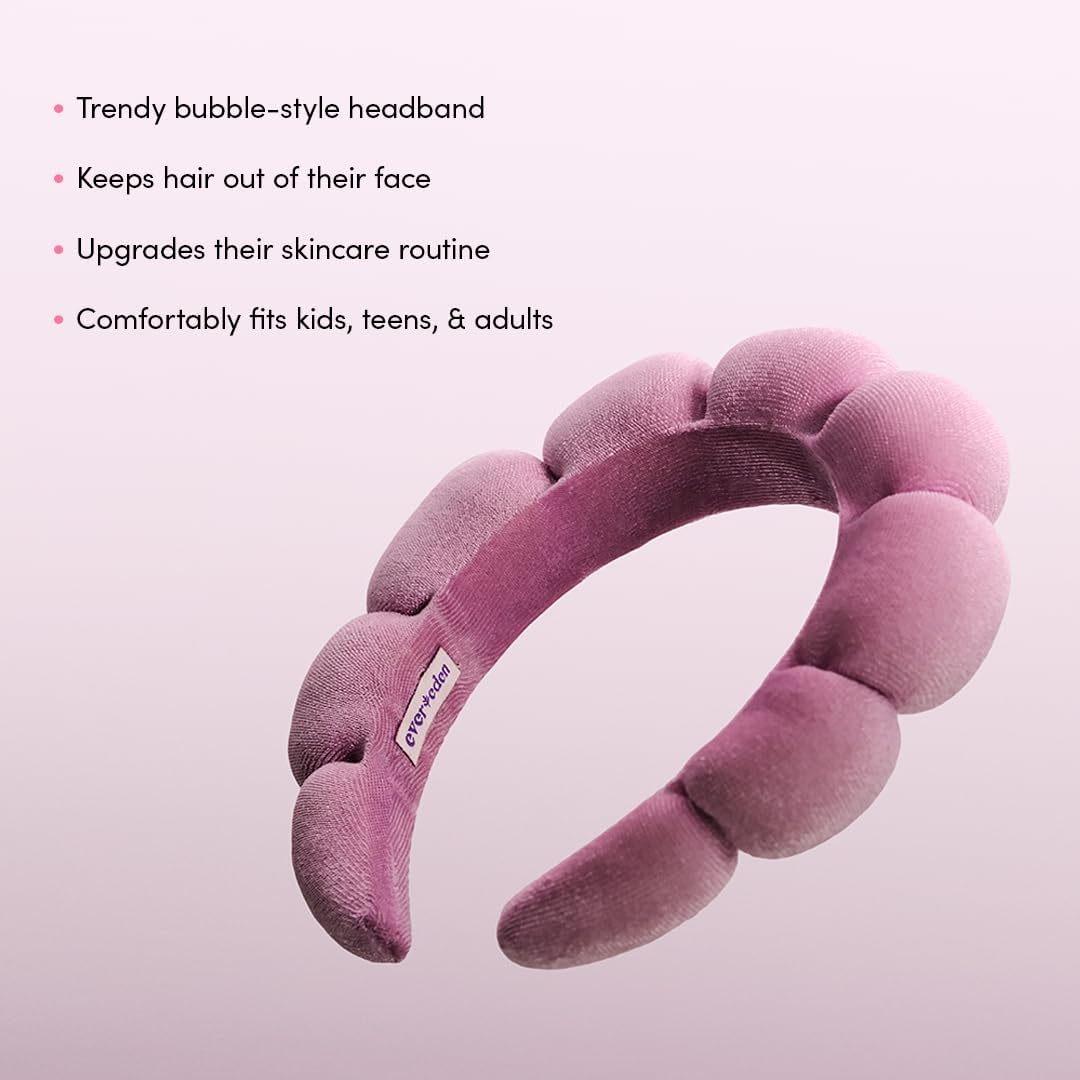 Evereden Kids Face Duo & Spa Headband Set – Multi-Vitamin Face Wash & Cream + Soft Terry Headband – Nourishing Skin Care & Fun Hair Management for Kids 3+ – Gentle & Perfect for Skincare Routine