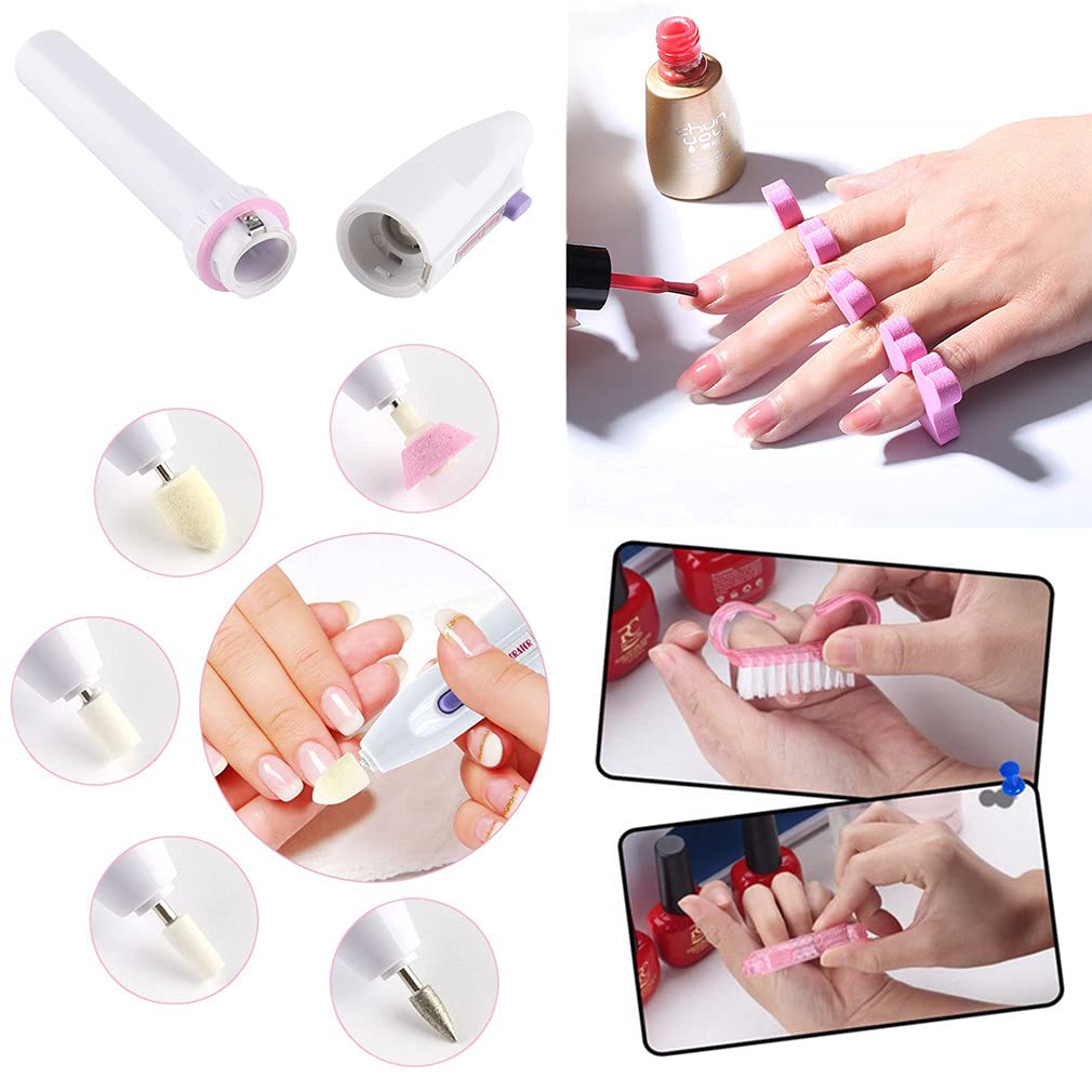 5-in-1 Electric Manicure Set, Nail Drill File Grinder Grooming Kit with Nail Brush and Foam Toe Separators, Callus Remover Nail Buffer Polisher Nail Art Pedicure Kit for Home Salon by RuiChy