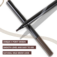 QIAWES Waterproof Eyebrow Pen - Micro Tip Eyebrow Pencil, Liquid Eyebrow Fork Tip Pen, Microblading Eyebrow Pen, Creates Natural 3D Eyebrow Hair, Long Lasting (Black)
