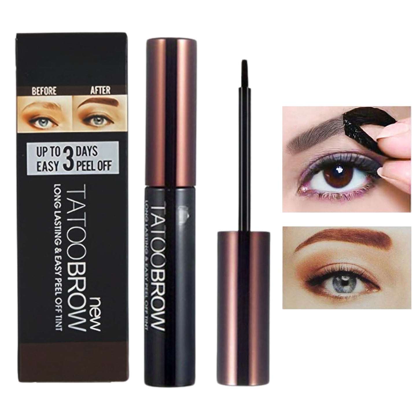 SHEBEEDO Tattoo Brow Peel Off Eyebrow Gel Tint Eyebrow Tint Dark Brown Semi-Permanent Colour Waterproof Peel Off Eyebrow Gel Lasts Up To 3 Days Peel Off Eyebrow Dye Eyebrow Colours Tattoo Brow (#01darkbrown)