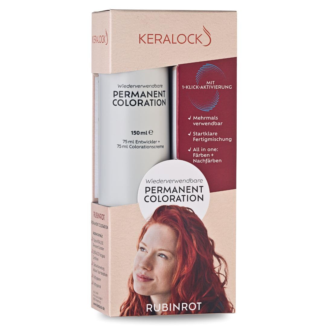 Keralock Hair Color - 150ml, No Premix Needed, Reusable for Up to 4 Months - All-in-One Dye with Conditioner & Brush (Ruby Red, 150ml)