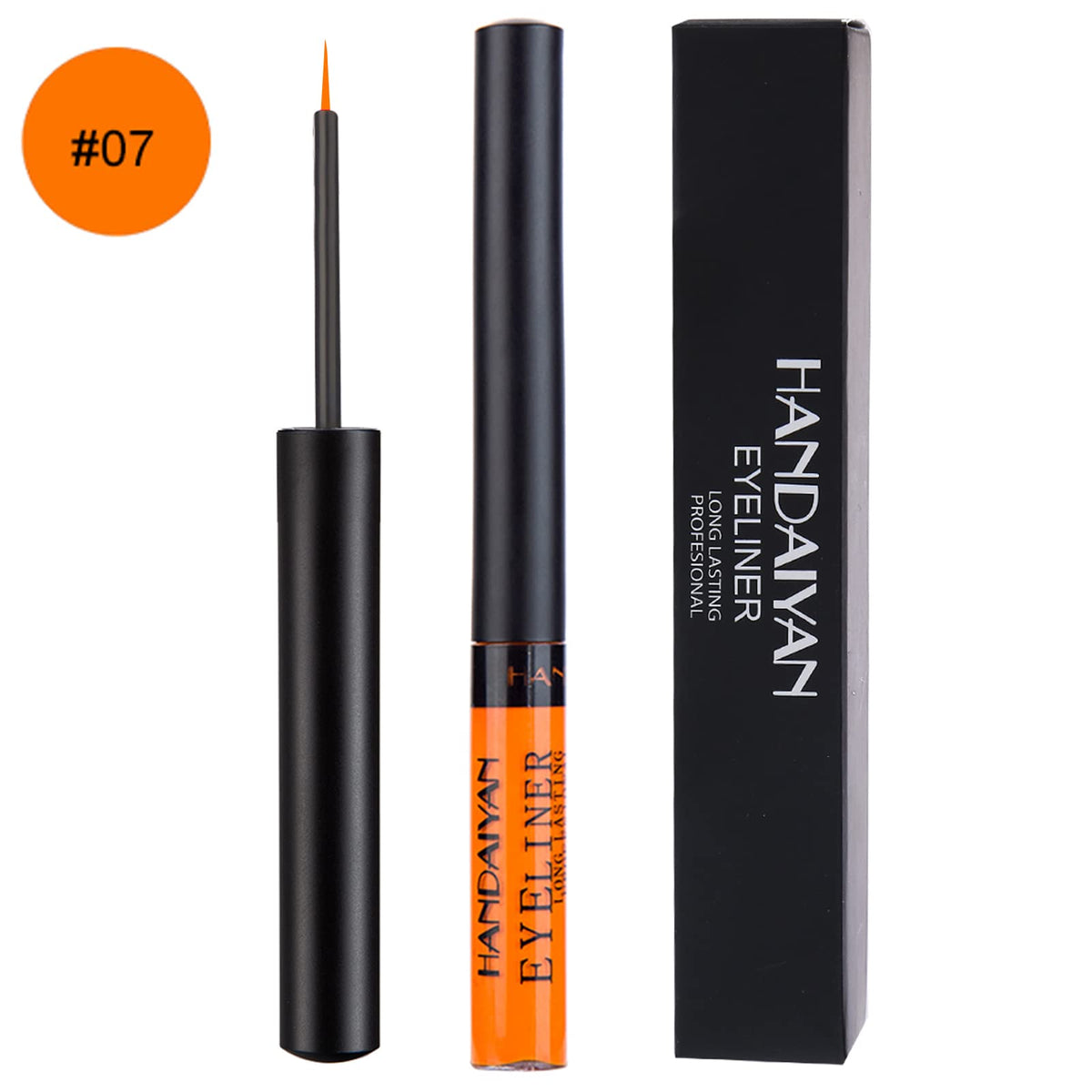 RenhuangFuxi Coloured Eyeliner, Matte Liquid Eyeliner, Orange Eyeliner Long-Lasting Waterproof Liquid Eye Liner, Highly-Pigmented Colourful Eyeliner for Eye Makeup Tools, Black, White, Purple, Brown(Only Orange)
