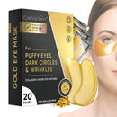 Lanboo Under Eye Gel Patches, 20 Pairs - Golden Eye Mask with Amino Acid & Collagen, Cooling Eye Care for Wrinkles, Puffy Eyes & Dark Circles, Skincare Treatment for Men & Women, USA Tested