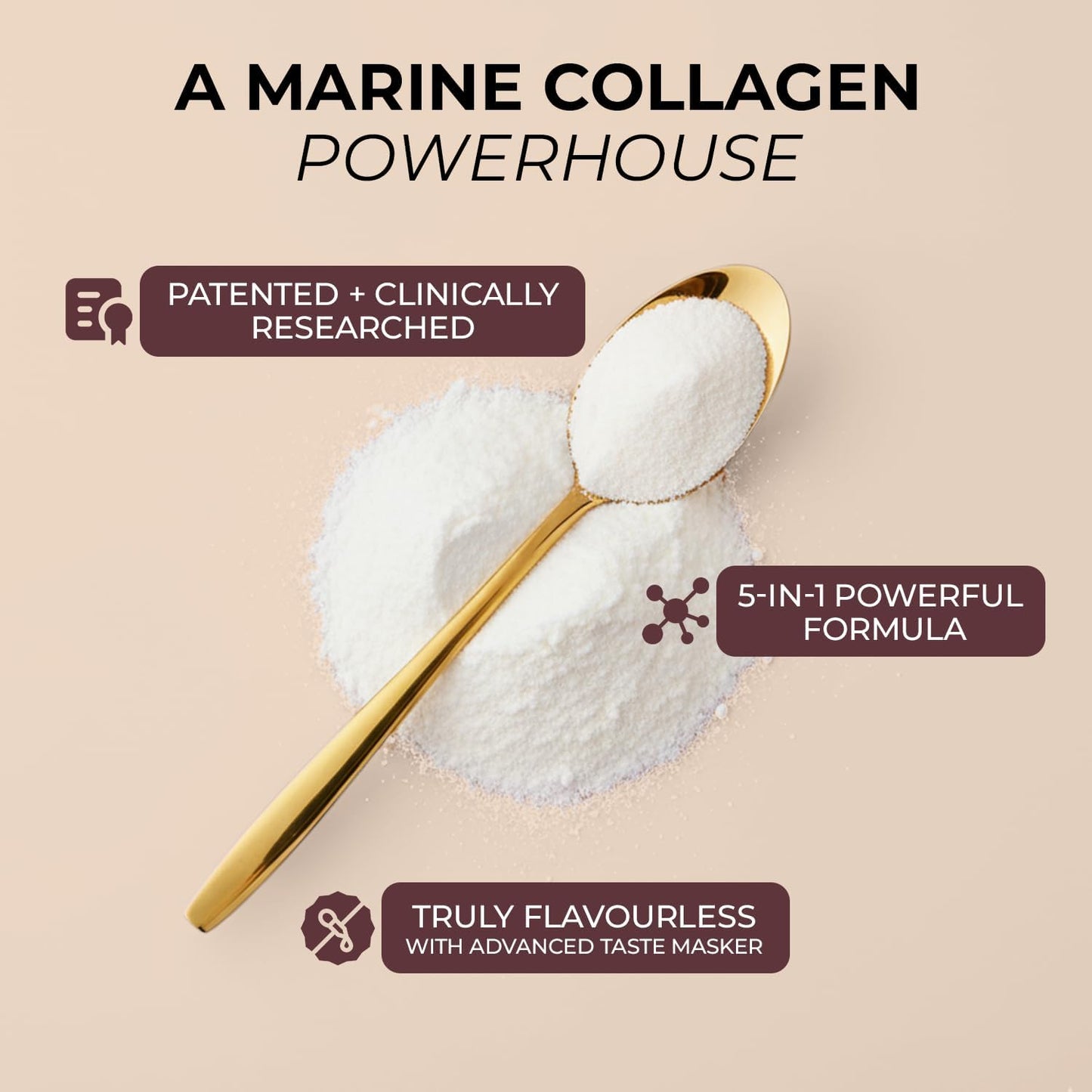 Inspiriko Marine Collagen Powder for Women - Marine Collagen with Hyaluronic Acid, Vitamin C, Biotin and MSM. Hydrolyzed Collagen Peptides Backed by 6 Clinical Studies, 30 Servings