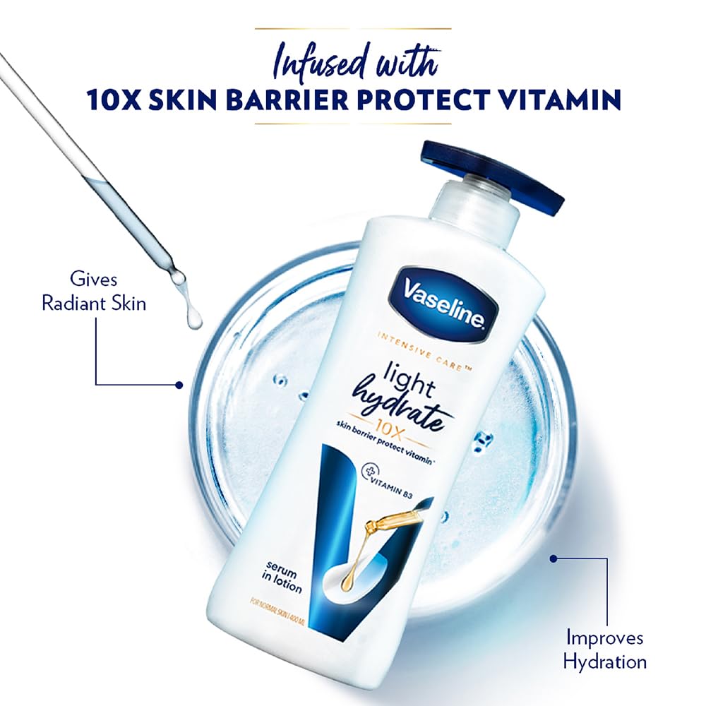 Vaseline Light Hydrate Serum In Lotion, 400 ml | Superlight & Non-Sticky for Hydration Boost
