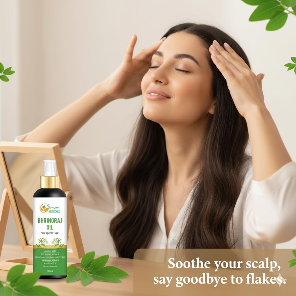 Herbs Botanica Bhringraj Oil for Hair Growth Organic Ayurvedic Herbal Hair Oil with Bhringraj, Amla, Aloe Vera, Sesame & Curry Leaf Reduces Hair Fall, No Silicones or Parabens 6.76 Fl Oz