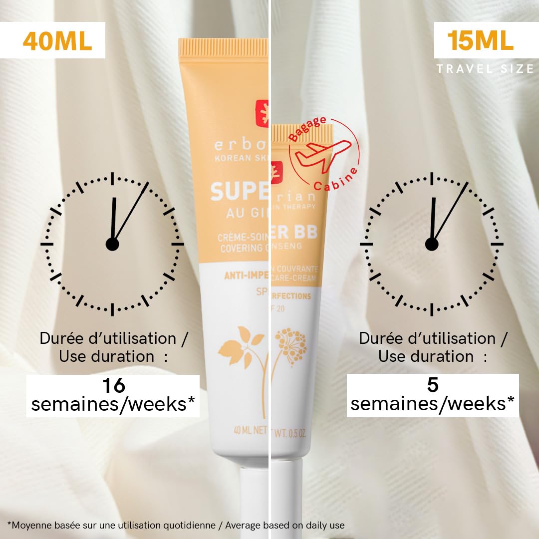 Erborian - Super BB Cream with Ginseng - Full coverage BB cream for acne prone skin - Erborian Korean Skincare - Clair 15 ml