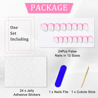BoloShine Boloshine 24Pcs Square False Nails Short, Press on Nails Glue-on Nails Fake Nails, Glossy Full Cover French Tip False Nails, Removable Acrylic Nail Tips for Women Girls - Blossom Dance of Sakura