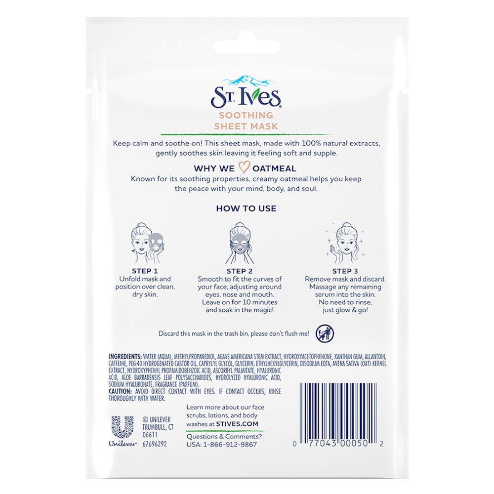 ST. Ives St Ives Sheet Mask 23ml Soothing Oatmeal, Clear