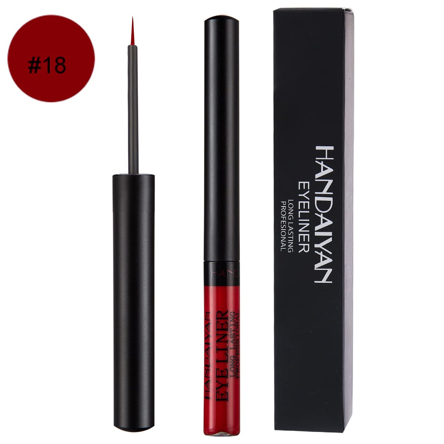 RenhuangFuxi Coloured Eyeliner Matte Liquid Eyeliner White Eyeliner Long-Lasting Waterproof Liquid Eye Liner Highly-Pigmented Colourful Eyeliner for Eye Makeup Tools Black Purple Brown (DrakRed-18)