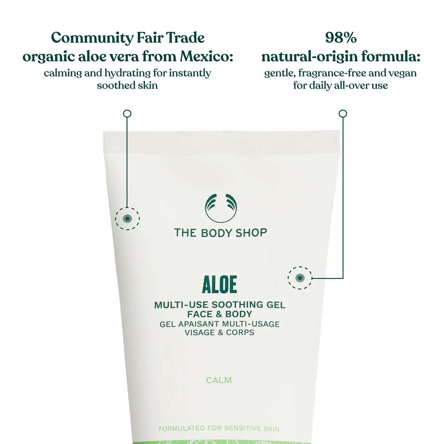 The Body Shop Aloe Multi-use Soothing Face & Body Gel (1x 200ml), Hydrating Aloe Vera Gel for Sensitive Skin, 98% Natural Origin Ingredients, Vegan & Fragrance-Free