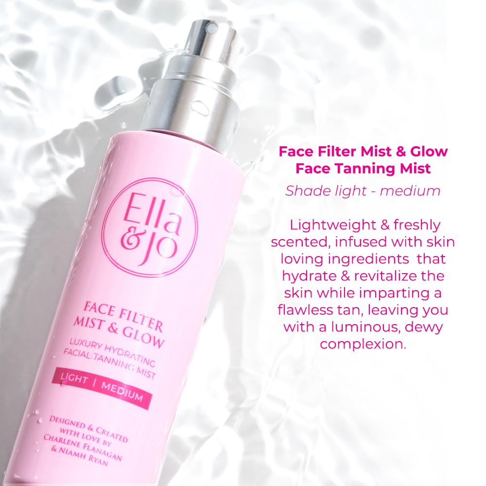 Ella & Jo Tanning Face Mist & Glow - Natural & Even Tan, Hydrating, Lightweight & Freshly Scented (Light Medium)