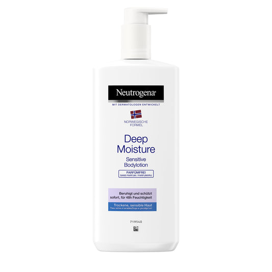 Neutrogena Norwegische Formel Bodylotion, Deep Moisture Sensitive, parfümfrei, für sensible trockene Haut, 400ml