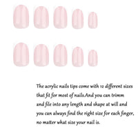 EONFAVE French Tip False Nails - 24pcs Square Press On Nails Short In 12 Sizes - Nude Stick on Nails with Elegant White Edge - Long Lasting False Nails with Glue Removable Nail Art Gifts for Women