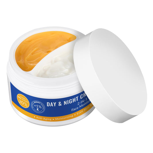 AOPEIBOTO Day & Night Face Cream, 20% Vitamin C Day Cream and 1% Retinol Night Renewal, 2-In-1 Dual Face Moisturizer for Women, Men 3.53oz/100g