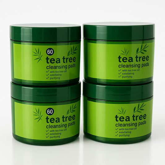 Generic 4 X Tea Tree Face Cleansing Pads - 60 Count (240 in Total) - Deep Cleanse, Refresh & Revitalize Your Skin - Ideal for Acne-Prone Skin.