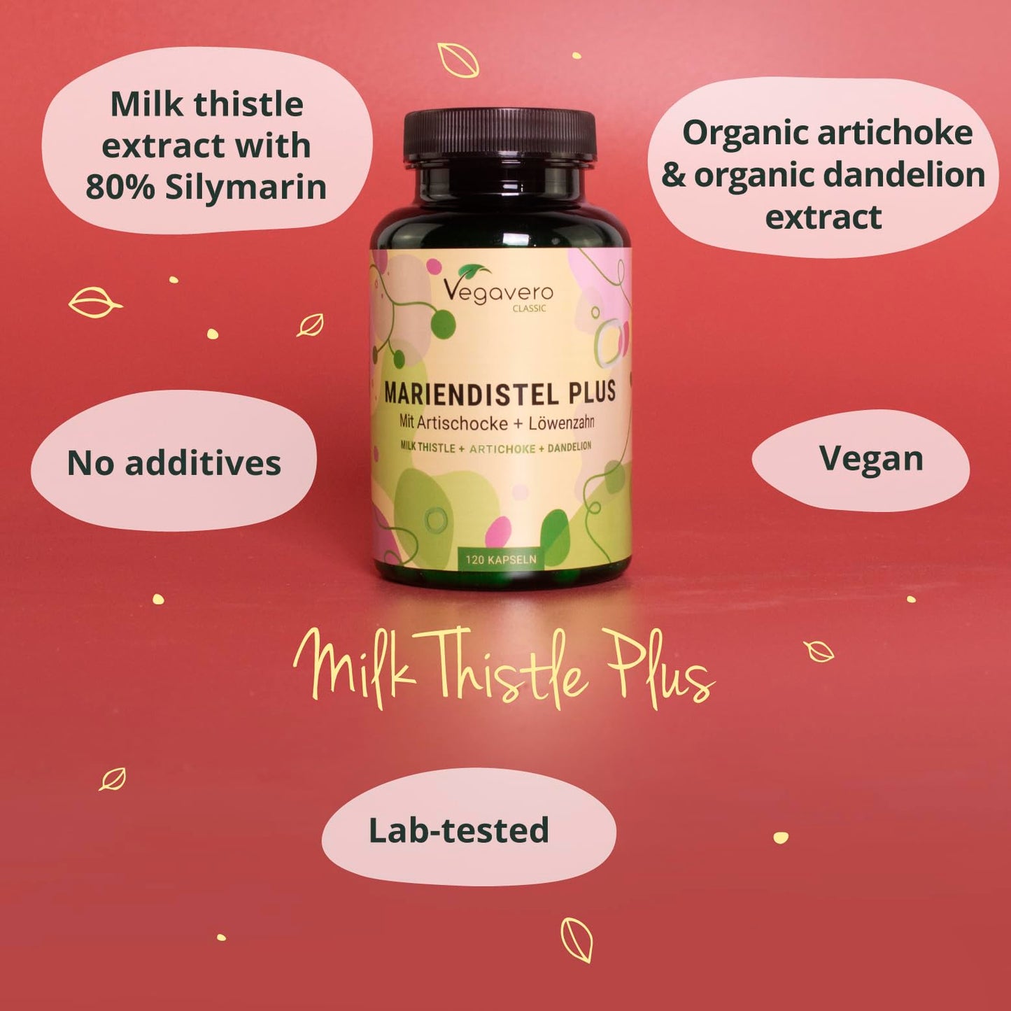 Vegavero Artichoke Leaf Extract Complex | 120 Capsules | HIGH DOSE 80% Silymarin | Liver Detox | NO Additives | Vegan