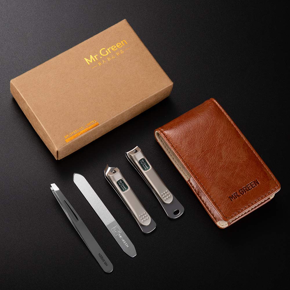 MR.GREEN Manicure Set with Portable Travel Case,Nail Clippers Gift and Family Set, Medical Grade Stainless Steel(4 Pieces) (Mr-6105)