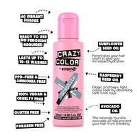 Crazy Color Metallic Graphite Semi-Permanent Hair Dye. Highly Pigmented Silver Toner Conditioning & Oil Nourishing Vegan Formula | No Bleach or Ammonia | 100ml