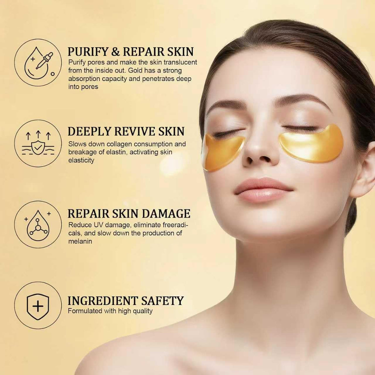 Sathychanpy Under Eye Gel Patches 60Pcs -Collagen Under Eye Patches-24K Gold Eye Mask for Dark Circles,Puffiness,Eye Bags,Reduce Wrinkle Patches, Pure Natural Extract Eye Patch for Men & Women (24K Gold)