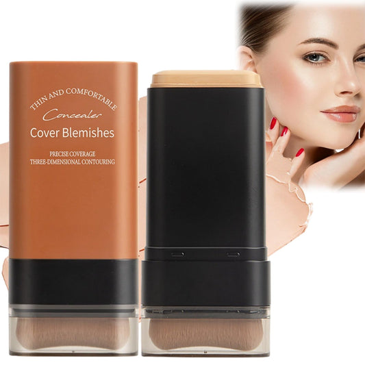 TONISABERY Makeup Foundation Stick,Foundation Stick with Built-In Foundation Brush,Full Coverage Foundation Stick,Foundation for Mature Skin,Long Lasting Make Up Foundation,Multi-Use Skin Tint Foundation,02