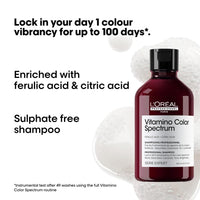 L'Oréal Professionnel Vitamino Color Spectrum Sulphate Free Shampoo 300ml, For Coloured Hair, With Ferulic Acid + Citric Acid, Shine, Lock in Day 1 Colour Vibrancy for 100 Days