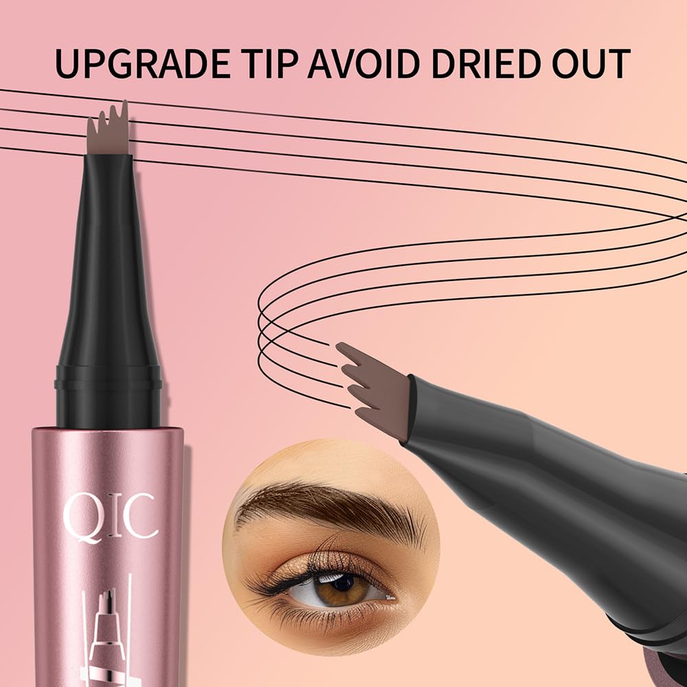 ZDHSOY Magic Eyebrow Pencil - 2024 New Magic Eyebrow Microblading Pen/Upgrade 4-Tipped 3D Waterproof Microblading Eyebrow Pencil Contouring Pen for Natural Eyeliner Makeup (01 Light Brown)