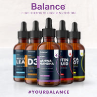 Ashwagandha Supplement Liquid Drops - High Strength of 60,000mg per 60ml Bottle at 4X Concentration - Vegan - 2 Month Supply of Premium Ashwagandha Extract - 60 Servings - Made in UK by Balance