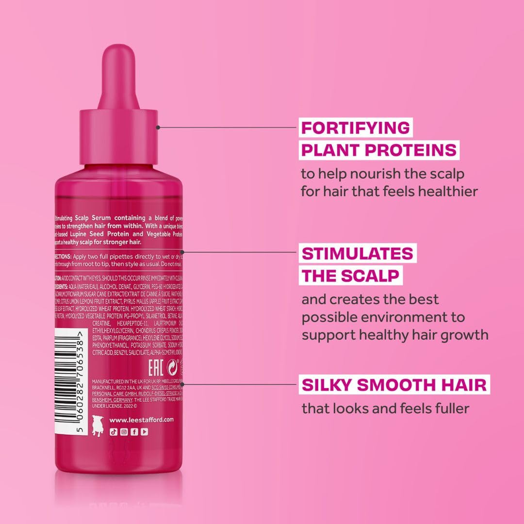Lee Stafford Hair Growth Scalp Serum | Grow Strong & Long Collection - Best Stimulating Oil for Thinning, Damaged, Dry, Frizzy Hair, Packed with Proteins, Adds Shine, for Men & Women 75 ml