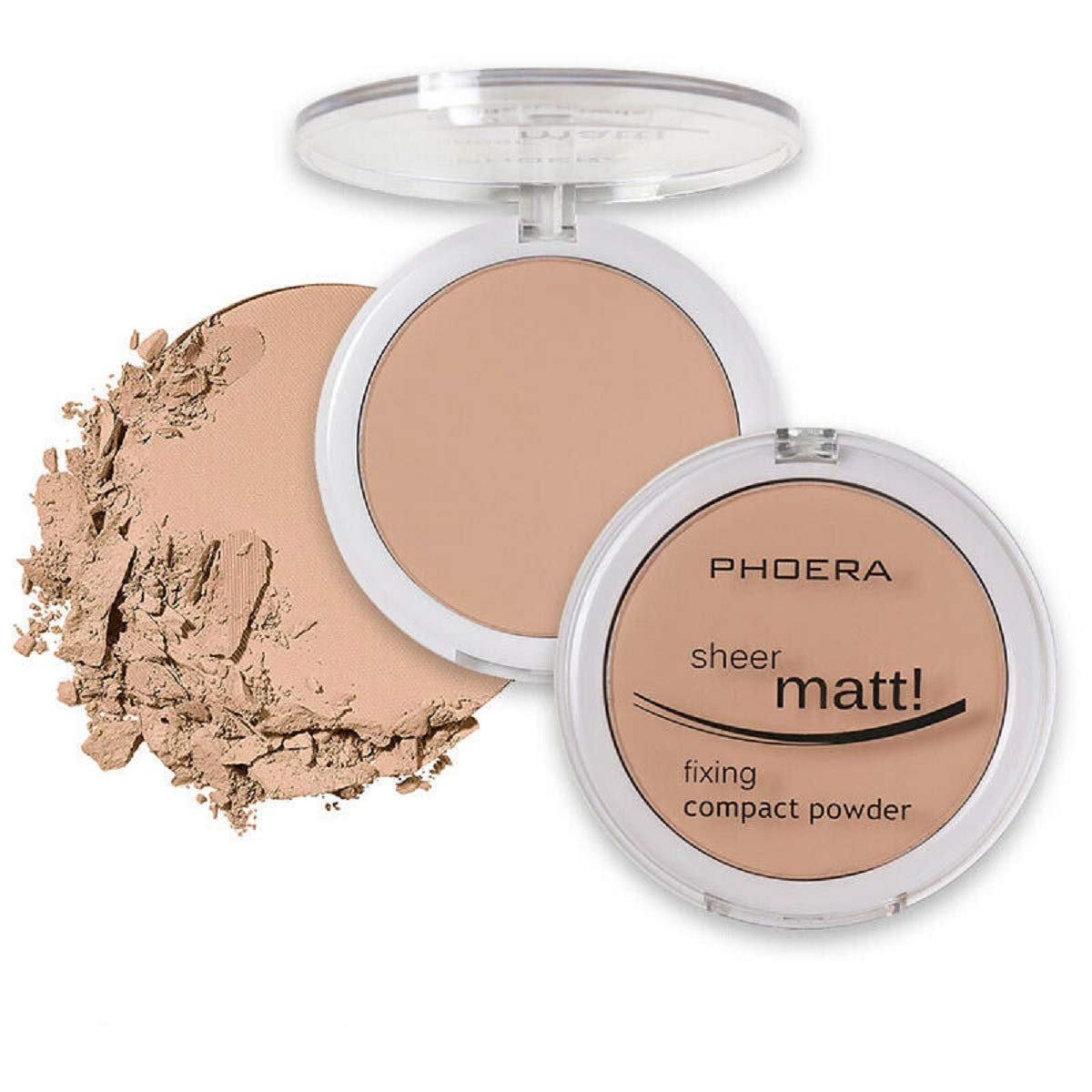 Phoera AQUAPURITY PHOERA Sheer Matte Compact Powder Fixing Powder Makeup Base Fixer Setting Powder Foundation Fixing Compact Pressed Powder Long Lasting Make Up Fixer Skin Vitamin E Beauty Blender (203 NUDE)