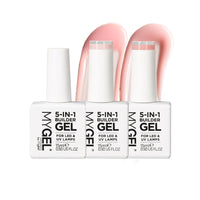 Mylee 5 in 1 Builder Base Strengthening Gel Trio 3x15ml, UV/LED Nail Polish Coat, Hard Strong Nails Tips & Extensions, Nail Art Decoration, Decals & Jewels, Professional Manicure Repair (Just Peachy)