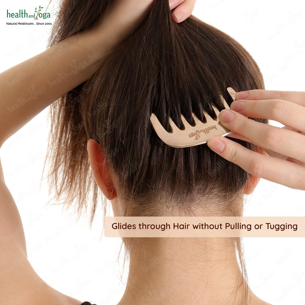 HEALTHANDYOGA HealthAndYoga Kansa Comb - Ayurvedic Healing Bronze Metal Hair Care Accessory - Detox Head Massage - Smoothens, Clears Dandruff, Tones Scalp, Revitalises Roots,Boosts Regrowth, Relaxes