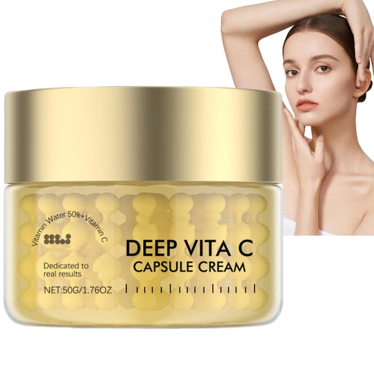 Deep Vita C Capsule Cream,Skin Tightening Cream for Face,Deep Vitamin C Golden Capsule Face Moisturizer,Vitamin C Serum,Vita C Golden Caps/ules FA/ce Mois/turizer,FA/ce Moistu/rizer for Women