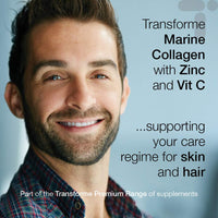 Transforme Marine Collagen Capsules 600mg - 1200mg Serving, Hydrolysed Collagen Peptides with Vitamin C, Mineral Zinc, 120 High Strength Capsules, Gluten Free