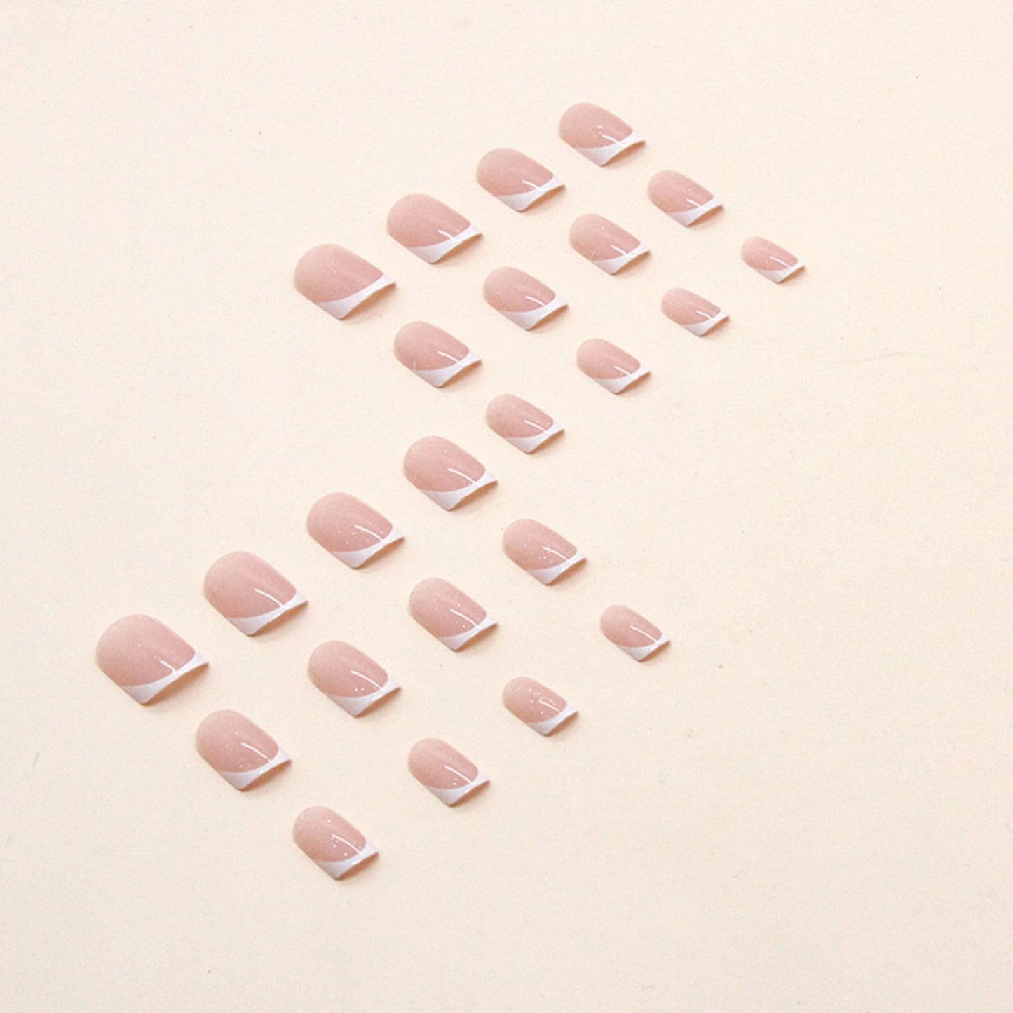 HERBINSOLS French Tip Nails - 24Pcs White French Tips Short Square False Nails - Full Cover Glue on Nails - Reusable - DIY Manicure at Home
