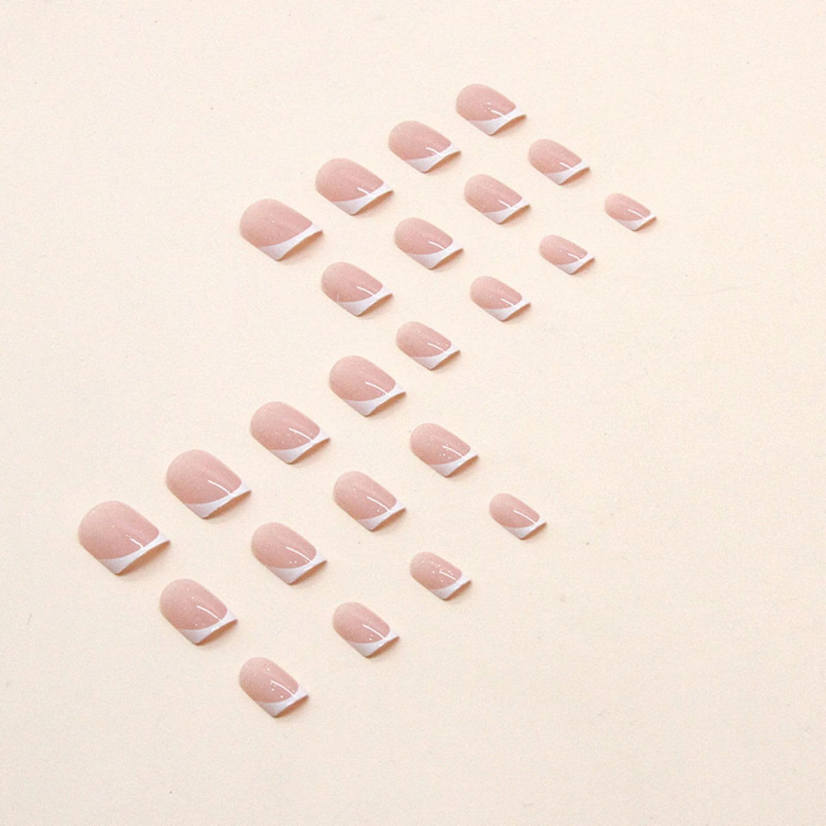 HERBINSOLS French Tip Nails - 24Pcs White French Tips Short Square False Nails - Full Cover Glue on Nails - Reusable - DIY Manicure at Home
