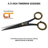 CT Createch Tools CT 4.5" Small Hair Scissors Set - Moustache & Beard Trimming for Men, Precise Facial Ear Nose Pubic Haircutting Round Tip Scissors for Baby Kids