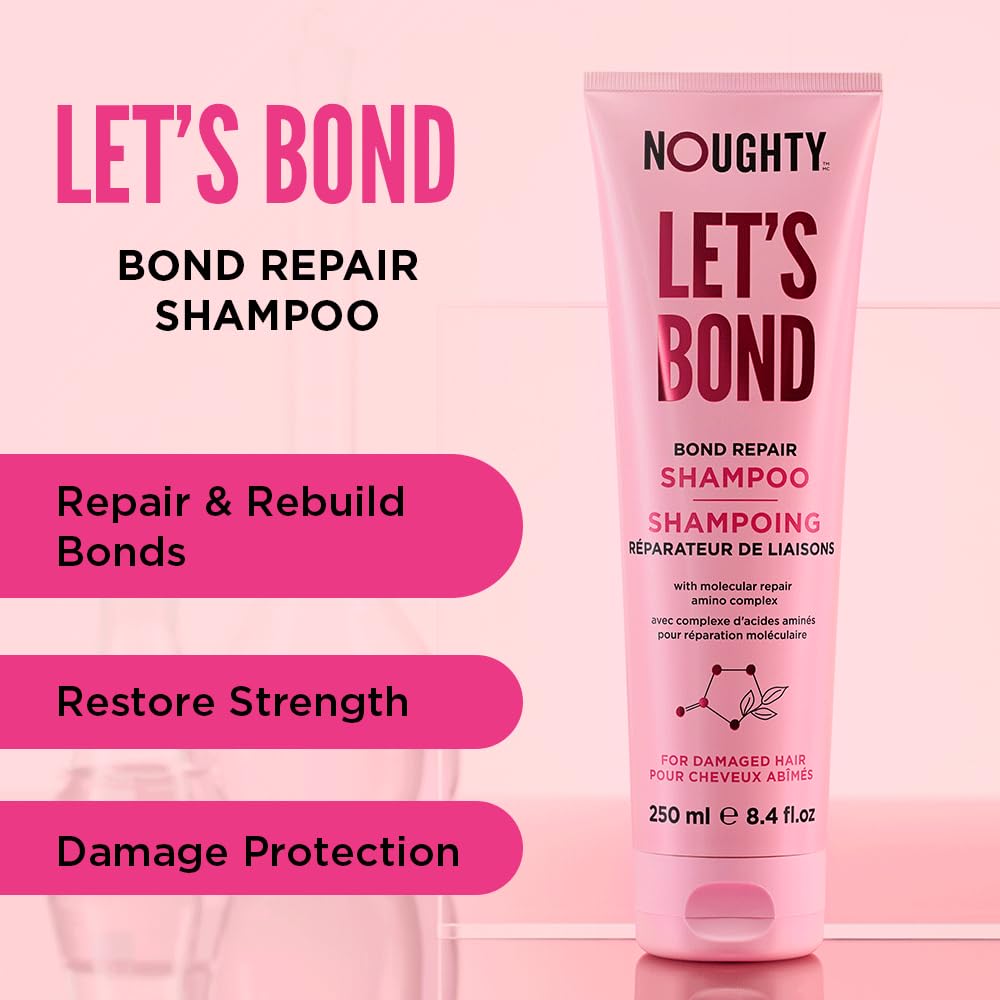 Noughty Let's Bond Builder Shampoo for Repair, Restorative Formula for Chemically Treated and Coloured Hair, Strengthening Formula to Reduce Breakage and Protect Colour for Longer, 250ml