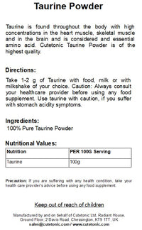 Cutetonic® Taurine powder 100% Pure (500g)
