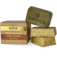 Sattva Ayurveda - Natural Dark Brown Henna Block Hair Colour - Organic, Ammonia Free, Paraben Preservative Silicone Artificial Colour Free - 3 Blocks of 80g