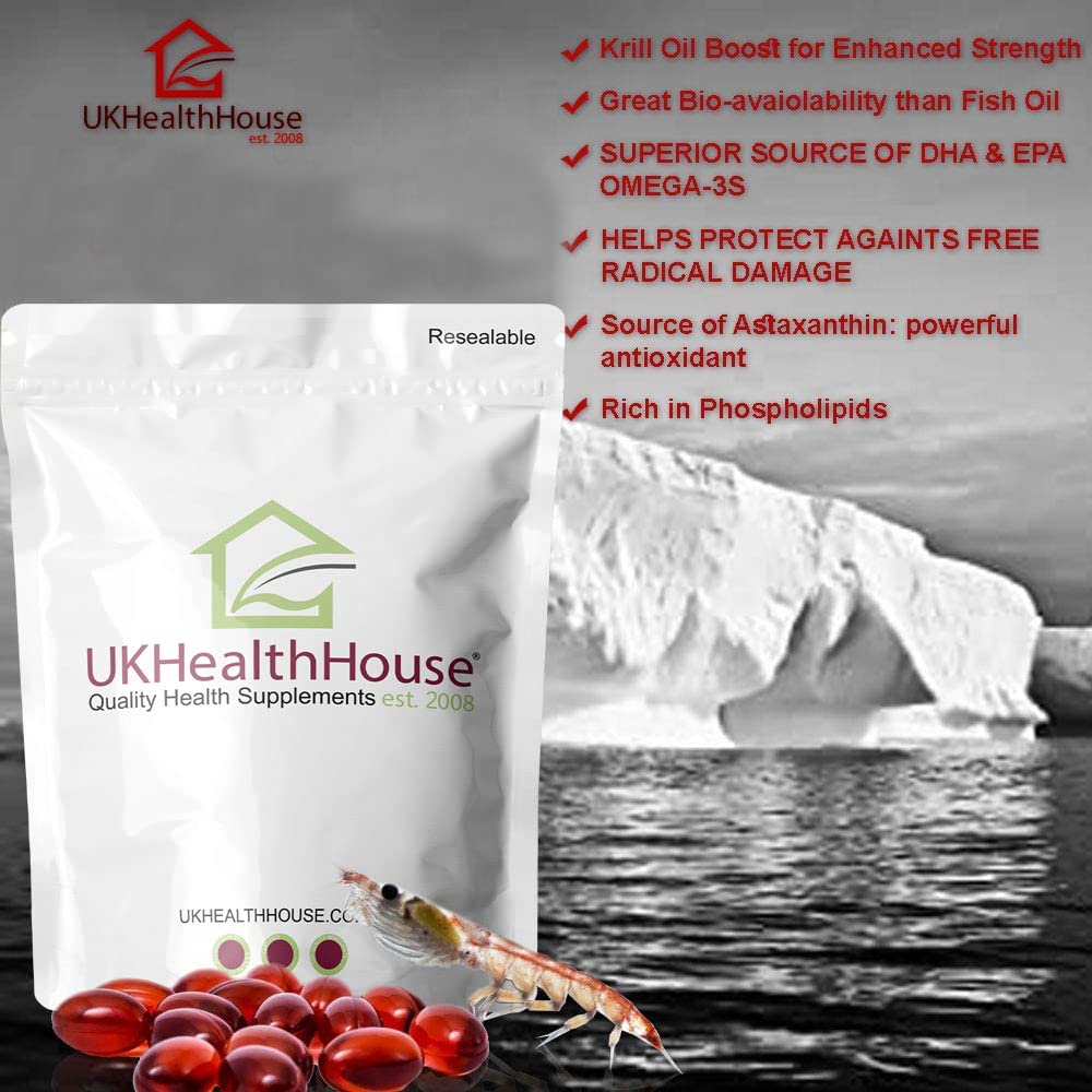 UKHealthHouse Premium - Superba Pure Red Krill Oil Capsules - 500mg x 360 - Extra High Strength