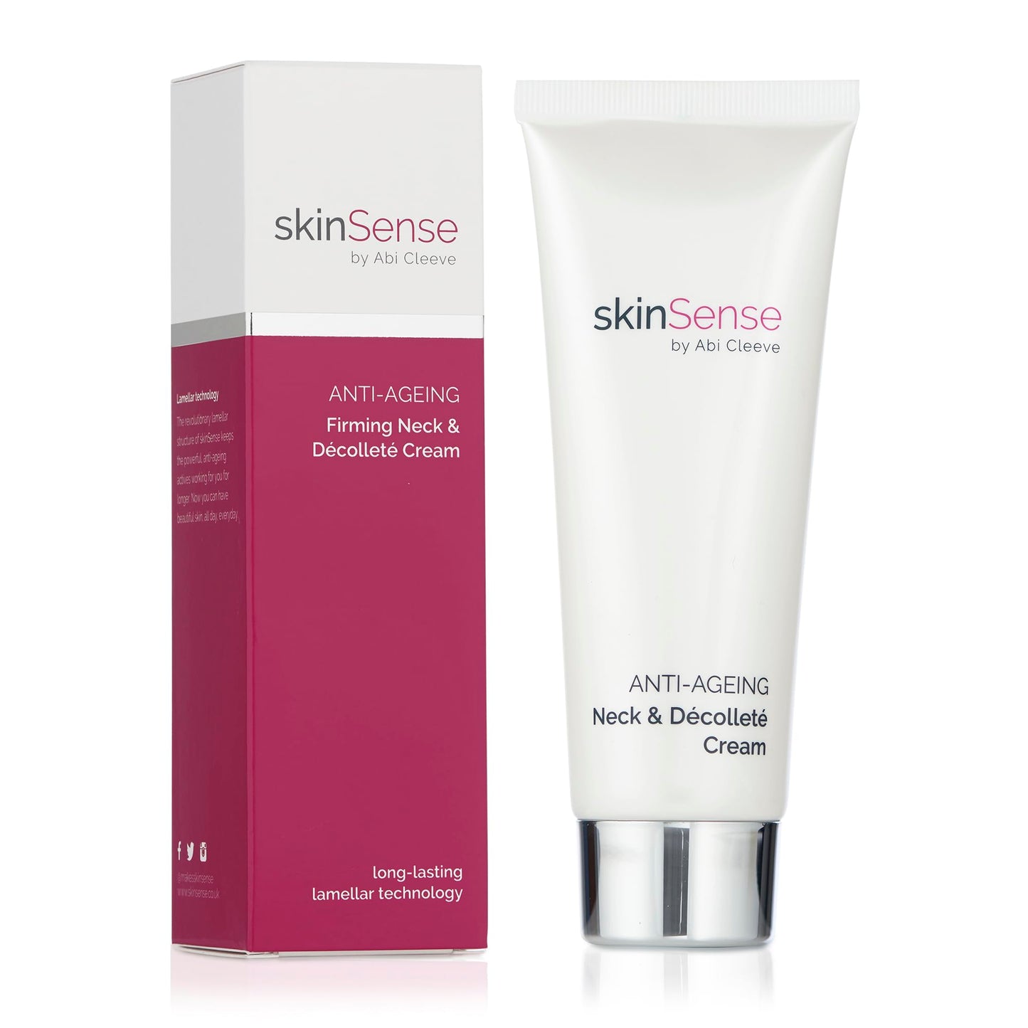 skinSense by Abi Cleeve SkinSense Anti-Ageing Firming Neck and Décolleté Cream, Anti Wrinkle Cream for Neck, Firming Neck Lotion for Mature Skin, Skin Firming Moisturiser
