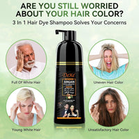 JRTTOSSE Instant Black Hair Shampoo 420ml - Semi-Permanent Black Hair Dye shampoo for Natural Hair, Lasts 30 Days, Fast Acting Formula for Men & Women (Natural Black)