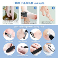 KMYC Electric Foot File for Hard Skin Remover, Feet Callus Remover Scrubber Brush File for Dead Skin Dry Heel Skin Scholl Pedicure Tools Kit, Black