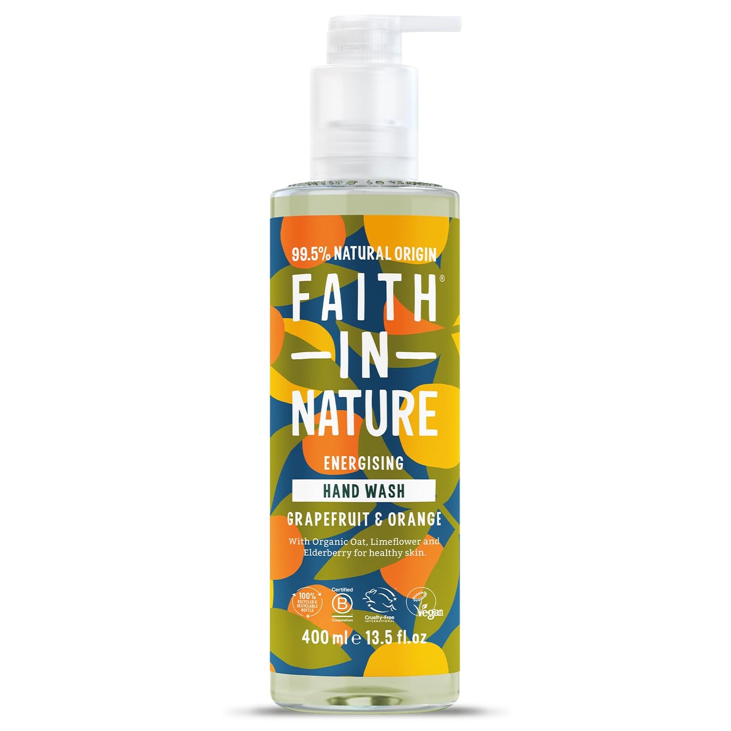 FAITH IN NATURE Faith In Nature Natural Grapefruit and Orange Liquid Hand Wash, Energising, Vegan and Cruelty Free, No SLS or Parabens, 400 ml