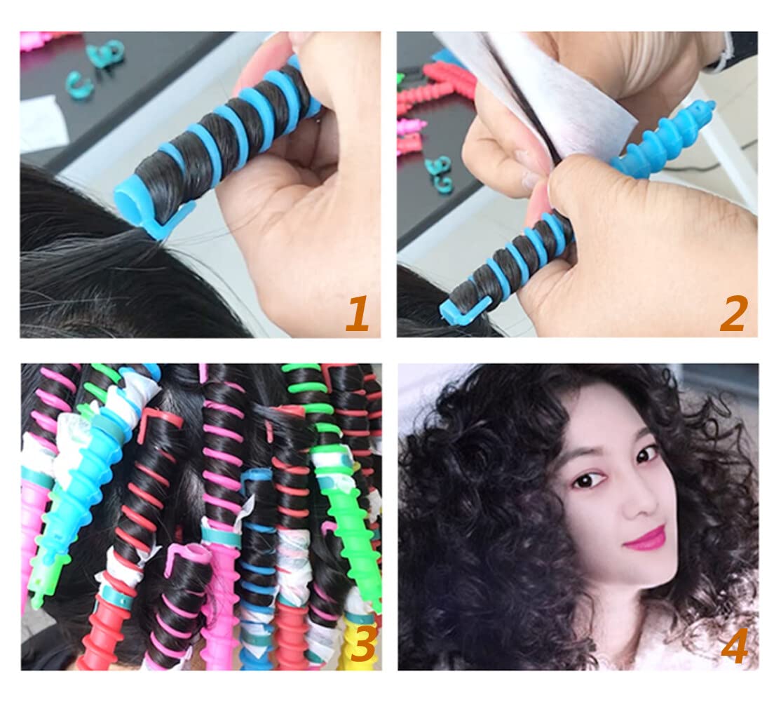 TOPWEL 26 Pieces 6inch Spiral Hair Perm Rod Colorful Plastic Long/Medium Hair Barber Hairdressing Styling Curling Perm Rod No Heat Hair Curlers for Women Girls