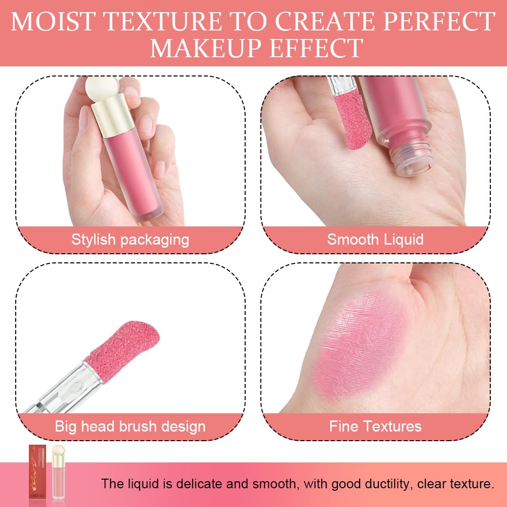 LOPHE Liquid Blush for Cheeks, Soft Cream Liquid Blush Stick Natural Matte, Natural-Looking Face Cheek Tint Blush Makeup, Long Lasting Blendable Moisturizing Beauty Makeup for Cheeks(7.5ml)