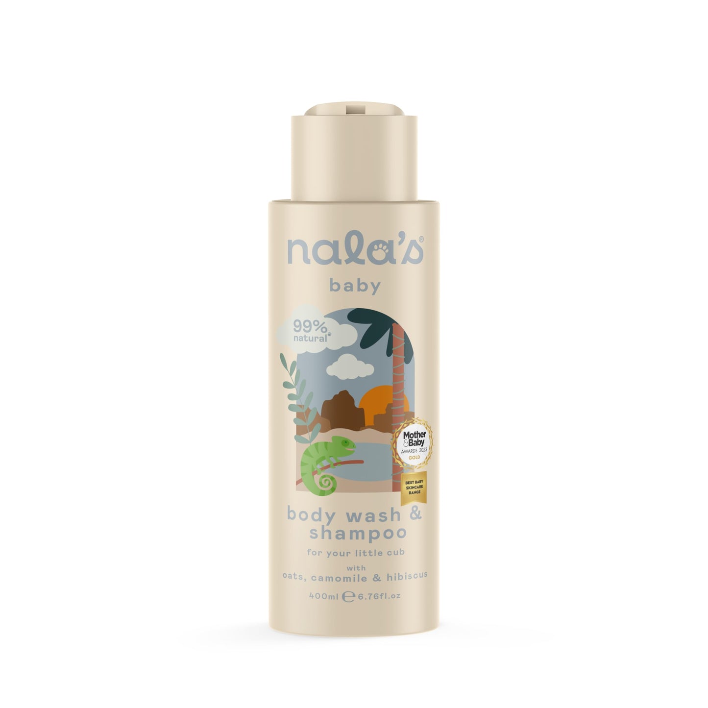 Nala's Baby Body Wash & Shampoo | Award-winning | 99% Natural | Dermatologically-tested and Paediatrician-approved | Tear-Free | Nourishing Oat and Shea Butter | Vegan | 400ml | Nalas Baby